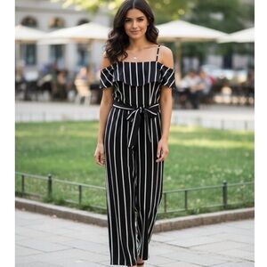 Rebecca B Striped Black and White Jumpsuit
